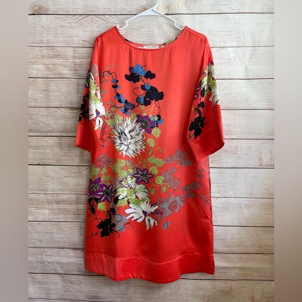 SOFT SURROUNDINGS POLYNESIAN PRINT DRESS IN ORANGE